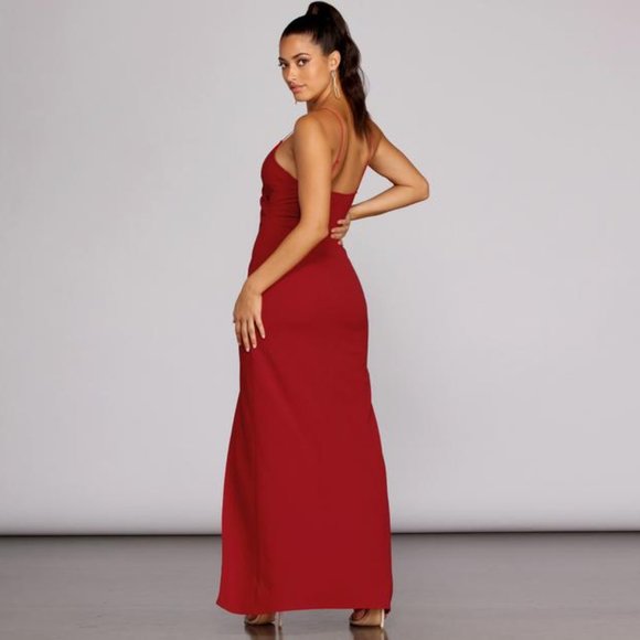windsor red long dress